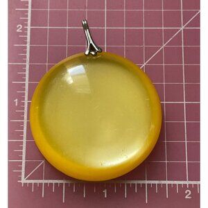 Large Yellow Resin Circle Pendant –  Bright Opaque Round